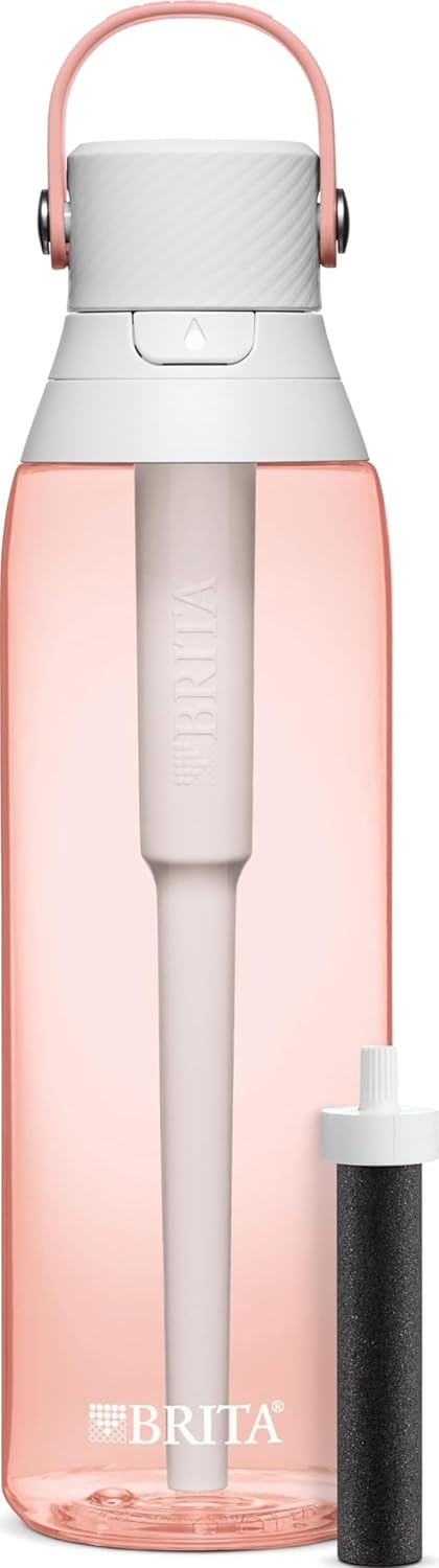 Brita Premium 26 oz hard-sided filtering water bottle in blush